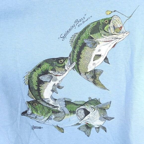 Spinning Bass T Shirt Vintage 80s Sports Fishing Classics Made In USA Mens Large - Picture 3 of 8